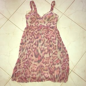 INC 100% Silk Pink Cheetah Leopard Print Dress